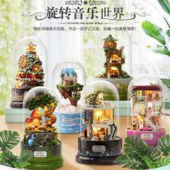 智趣屋新款diy小屋旋转音乐世界手工创意拼装模型