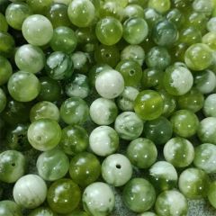 6毫米岫玉散珠青提奶盖圆珠玉石 手工diy配饰